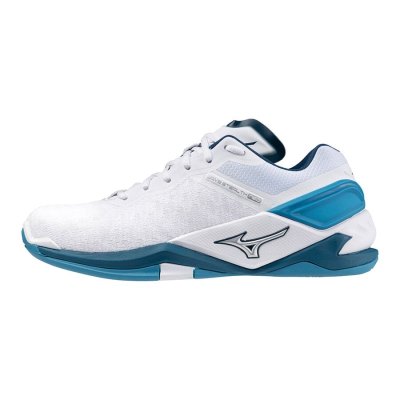 Zapatillas Balonmano Mizuno WAVE Stealth Neo Mujer - Blancos / Plateados / Azules - Chile M473BKHAL